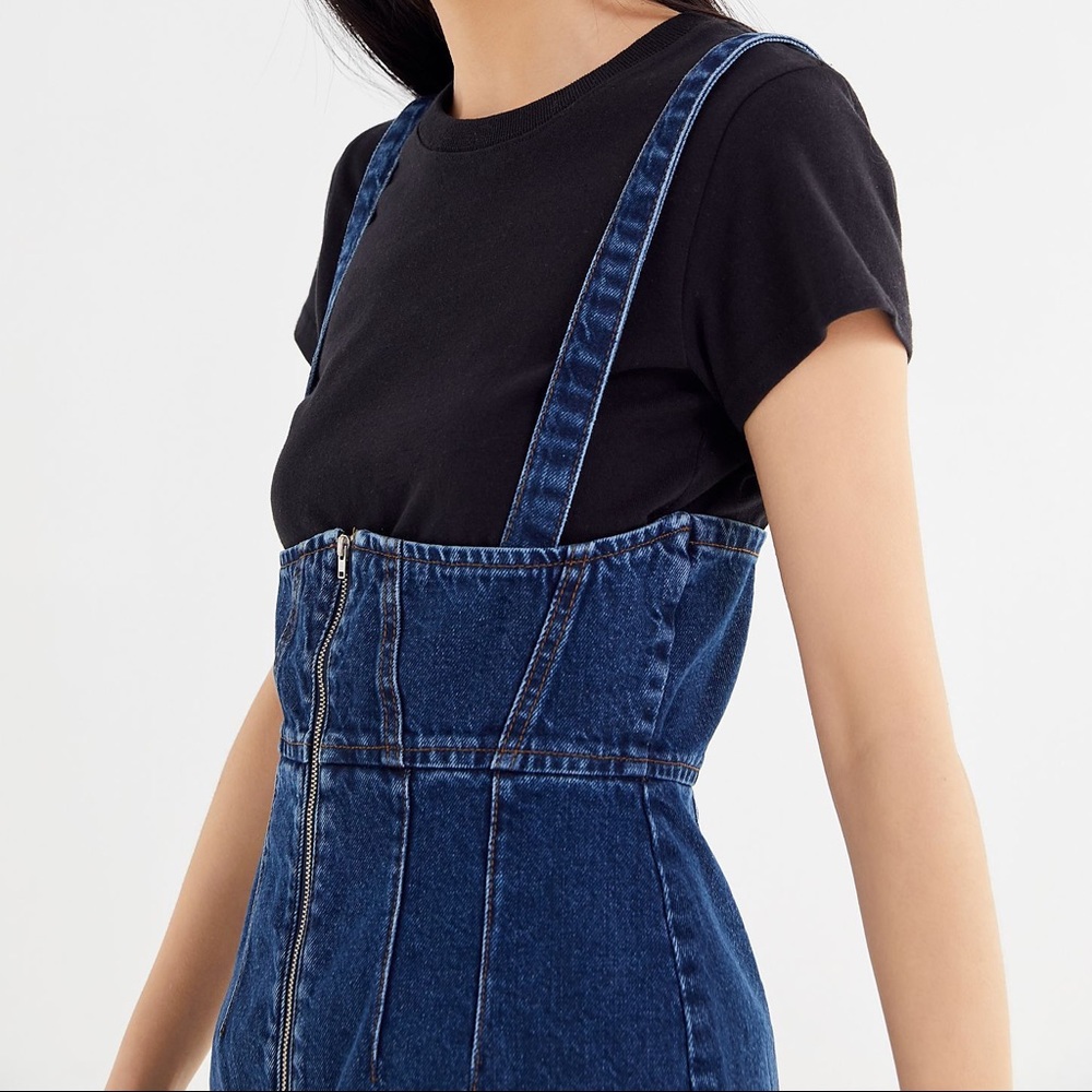 BDG blue denim convertible zip-front skirtall